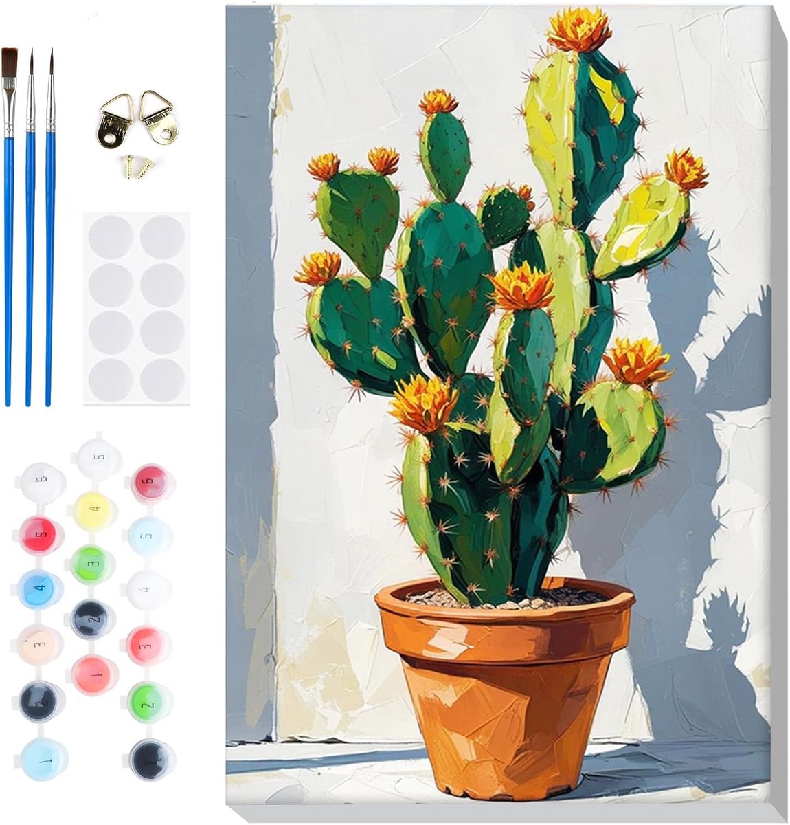 SnelShoppen - Schilderen op nummer voor volwassenen met houten frame, DIY schilder set met acrylverf en penselen, 20x muurdecoratie voor creatief thui