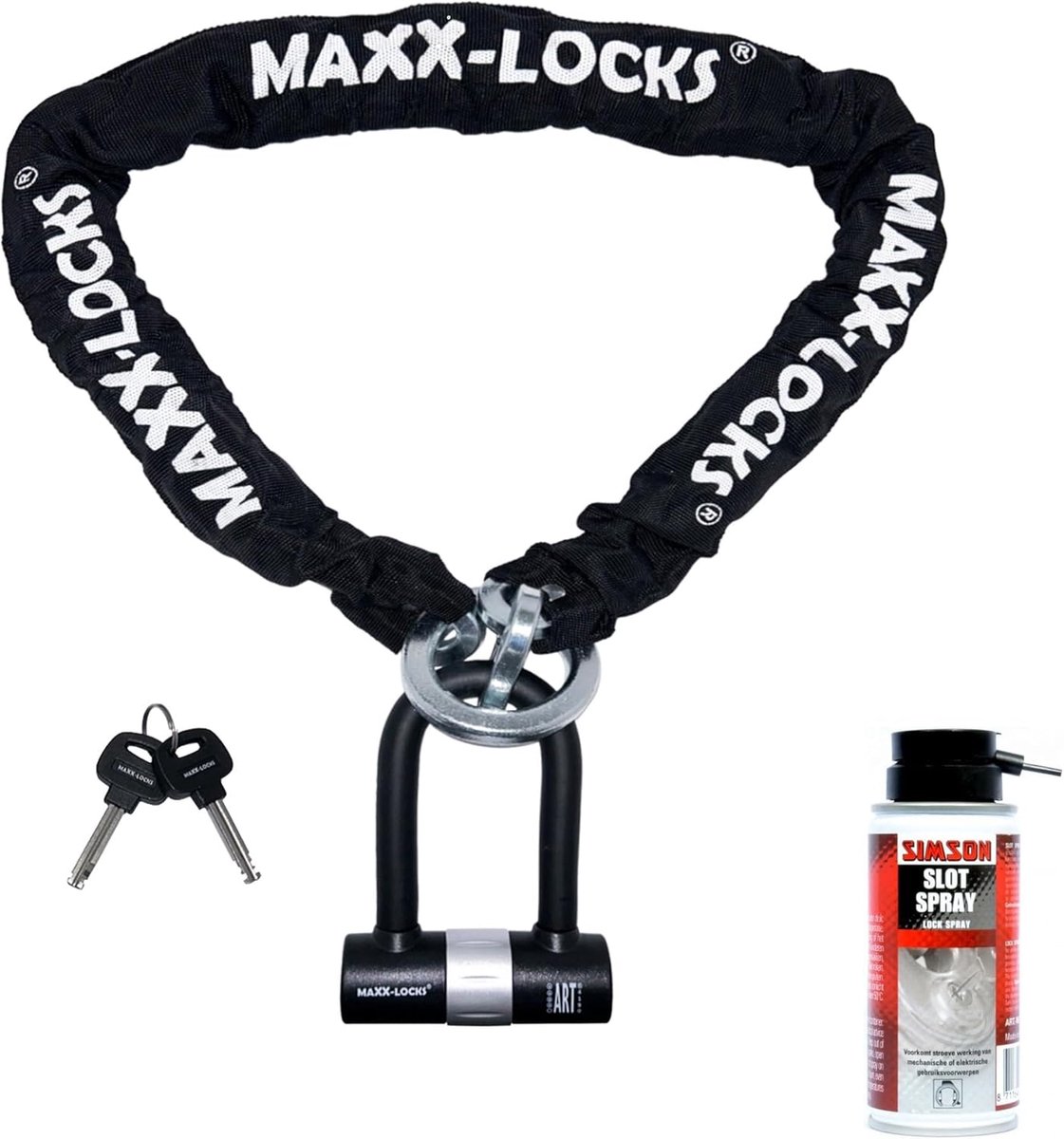 SnelShoppen - Combi Deal! Kettingslot 120cm + Slotspray voor Fiets en Scooter | ART 4 Beveiliging, Onderhoud, Duurzaam, Veilig, Anti-Roest, 100ml