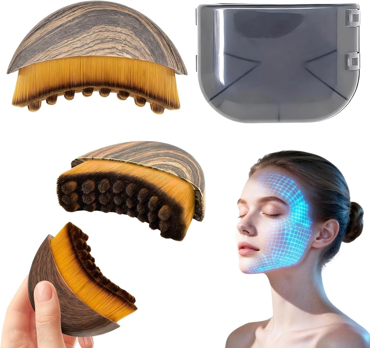 SnelShoppen - Lymfe Borstel voor Gezicht, Ergonomische Lichaamsborstel voor Lymfedrainage, Gezichtsmassage en Peeling, Zachte Haren voor Strakkere Kaa