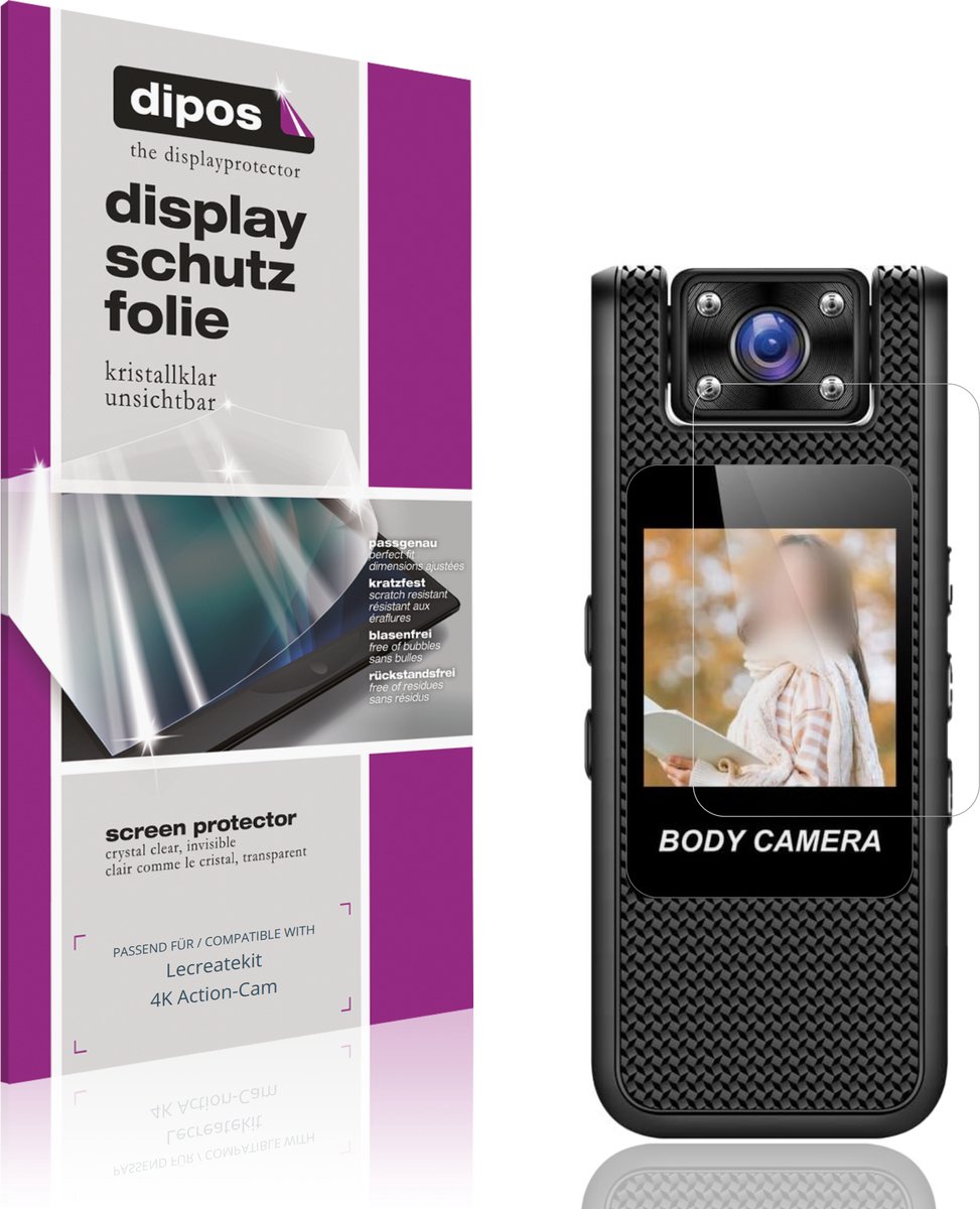 dipos – 4x Beschermfolie geschikt voor Lecreatekit 4K Action-Cam | Krasbestendige & heldere Screenprotector Ultra-Thin