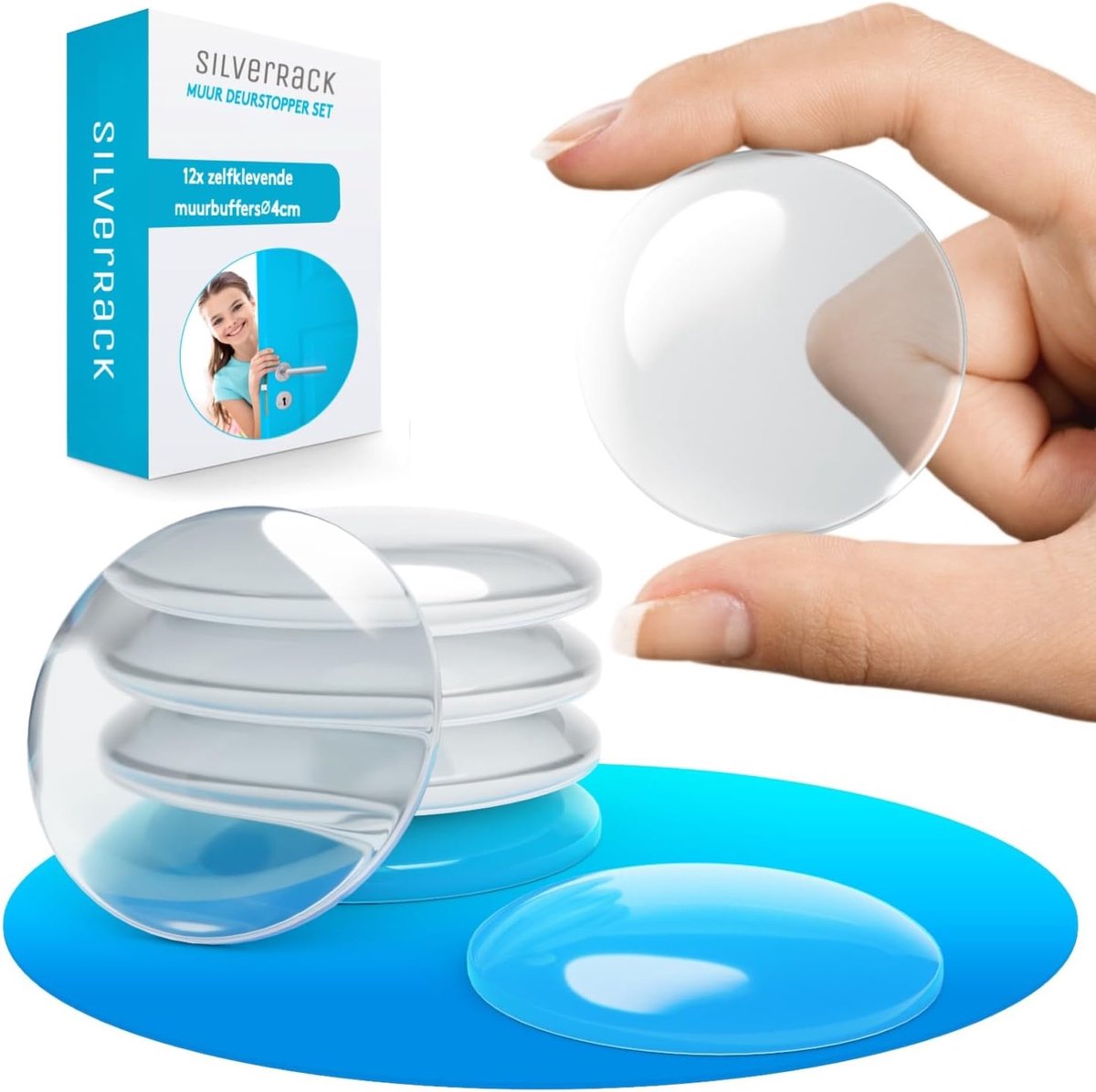 SnelShoppen - Zelfklevende Deurstoppers voor Muur [12 stuks] – 40mm Stille Deurstoppers en Deurgreep Beschermers – Wandbeschermer voor Deuren, Meubels