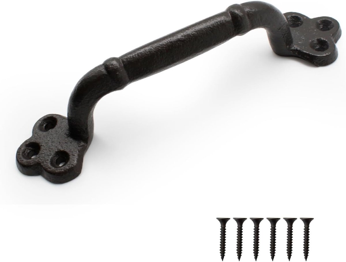 SnelShoppen - Vintage Zwarte Deurhendel, Retro Cast Iron Deurhardware, Robuuste Handgreep voor Barn Deuren, Schuren, Garages en Kasten, Elegante Inter