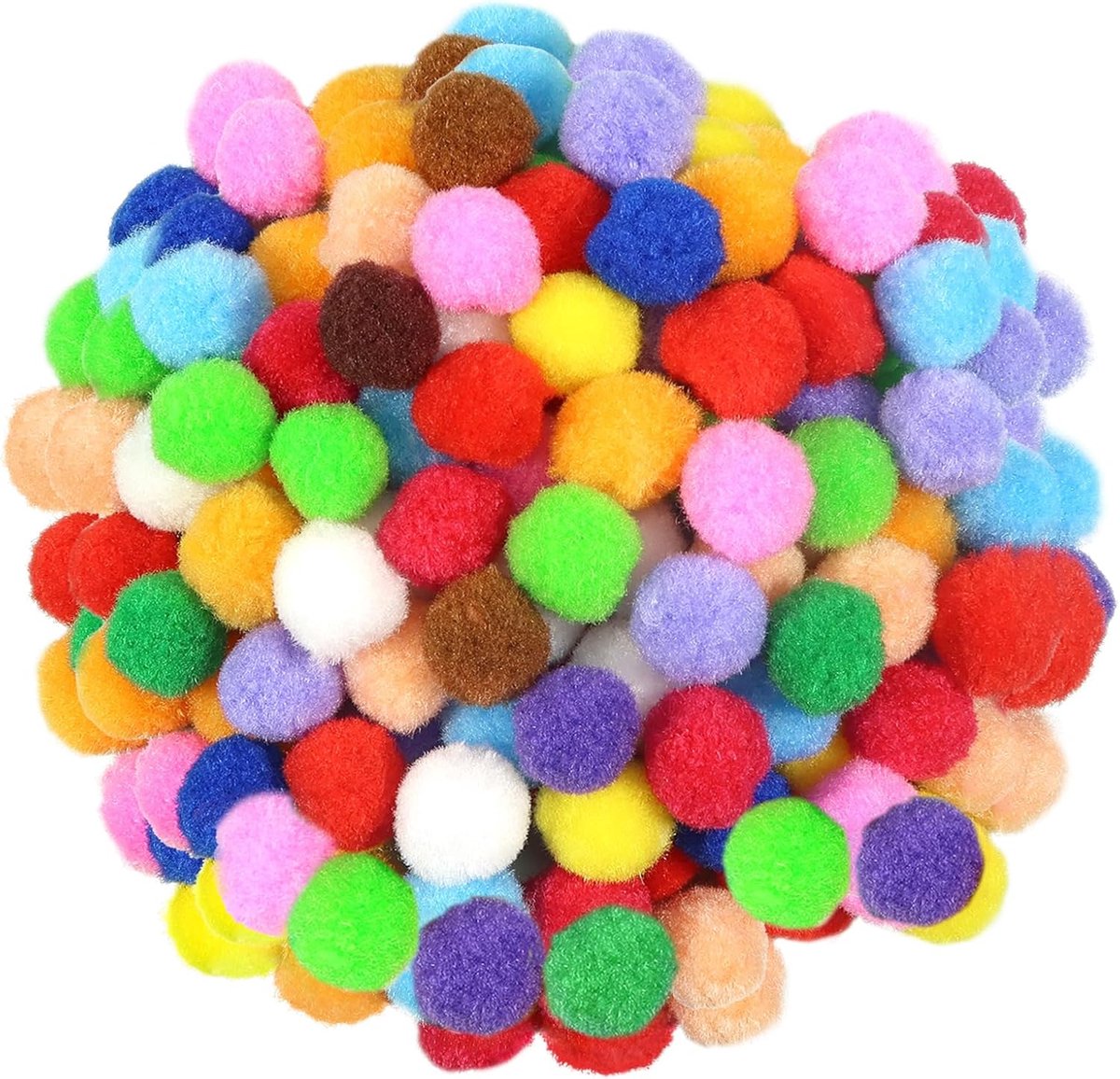 SnelShoppen - 300 Stuks Pompoms 20mm Assorti Fluffy Fuzzy Bollen voor DIY Creatieve Knutselprojecten, Decoraties, Feesten, Kinderen, Verven, Kleding,