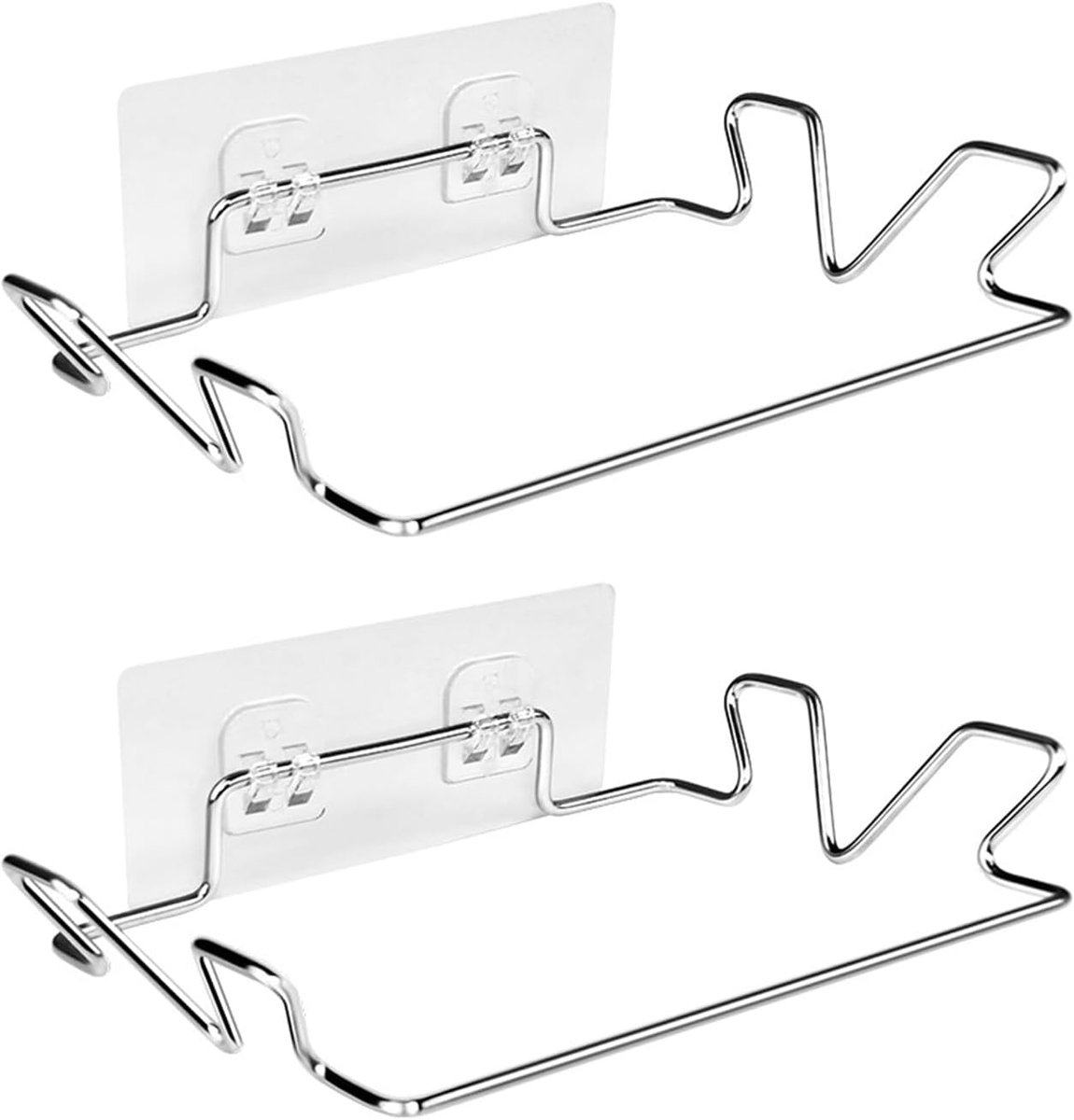 SnelShoppen - 2 Stuks Vuilniszak Houder met 2 Wandstickers, Wandgemonteerde Afvalzak Houder, Riemhouder, Rvs Kledinghanger, Gatloze Opbergrek voor Keu