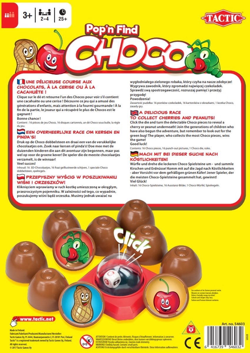 Tactic Choco - Kinderspel - Geheugenspel met Chocolaatjes - Pop-O-Matic Dobbelsteen - Verzamel de Meeste Chocolaatjes - Familiespel voor Jonge Kinderen - 2 tot 4 Spelers - Vanaf 3 Jaar — afbeelding 14