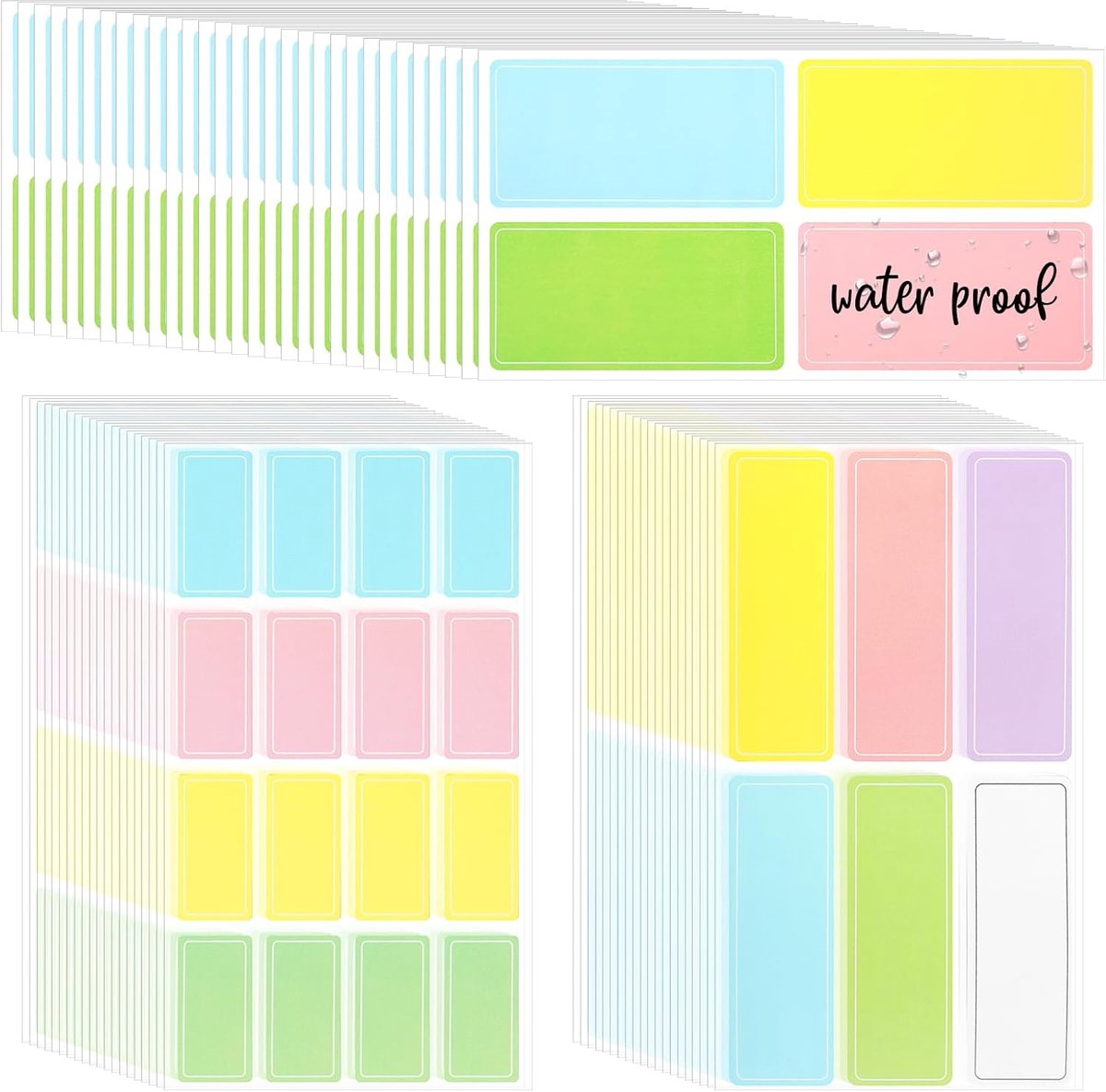 SnelShoppen - Waterproof Labels Stickers 560 Stuks - Kleurige Zelfklevende Naamlabels voor Flessen, Schoolbenodigdheden, Baby en Kinderen - Waterdicht