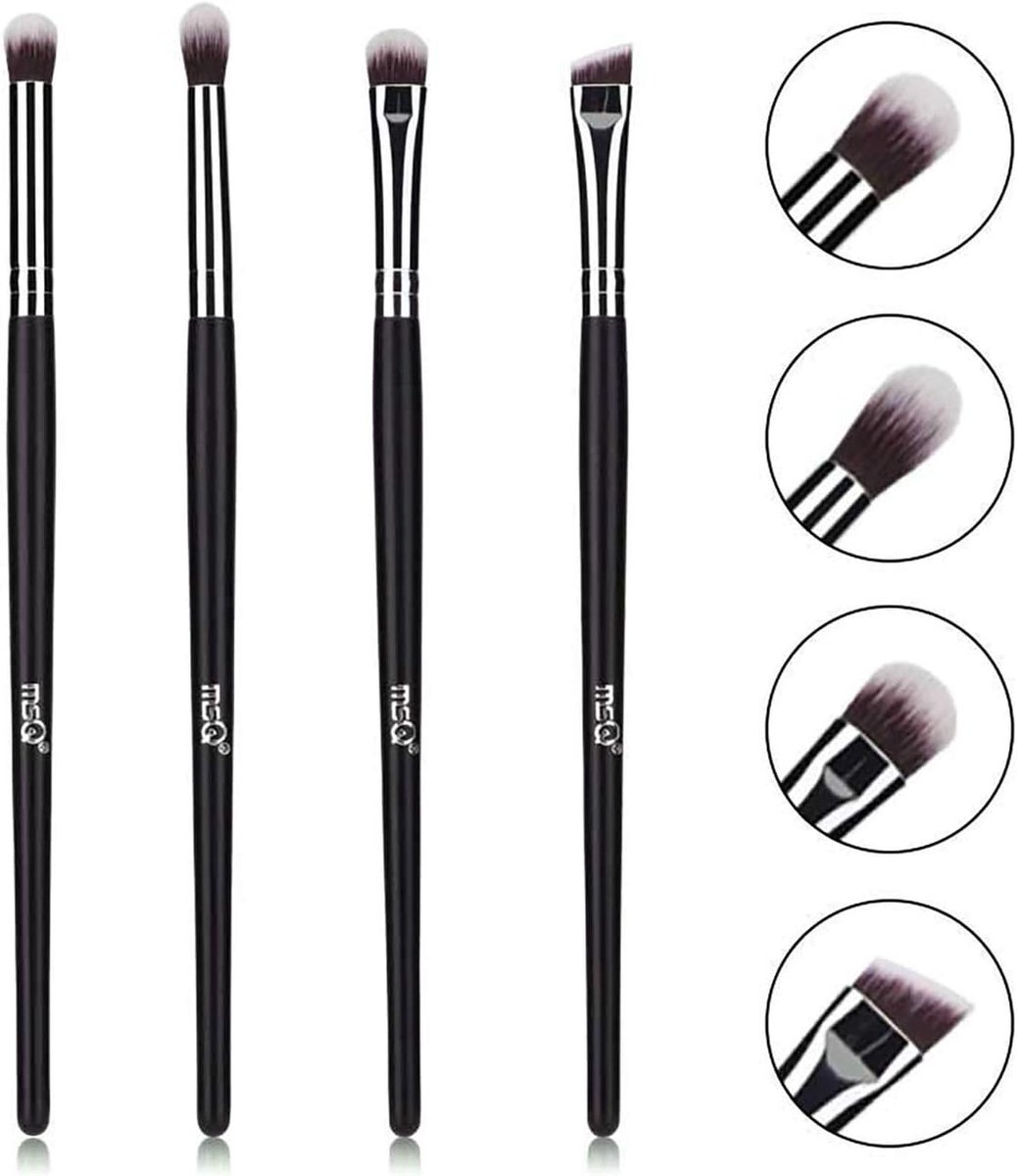 SnelShoppen - 4-delige Oogschaduw Make-up Kwasten Set - Oogschaduw, Blending, Wenkbrauw en Highlighter Kwasten - Hoge Kwaliteit Synthetische Vezels -