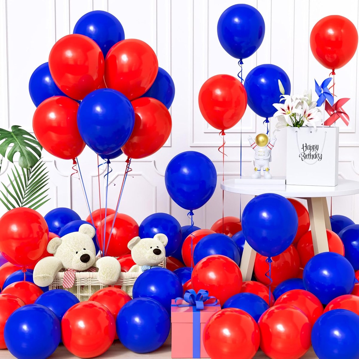 SnelShoppen - Ballonnen Rood en Donkerblauw, 60 Stuks, 30.5 cm, Verjaardag, Baby Shower, Bruiloft, Valentijnsdag, Feestdecoratie