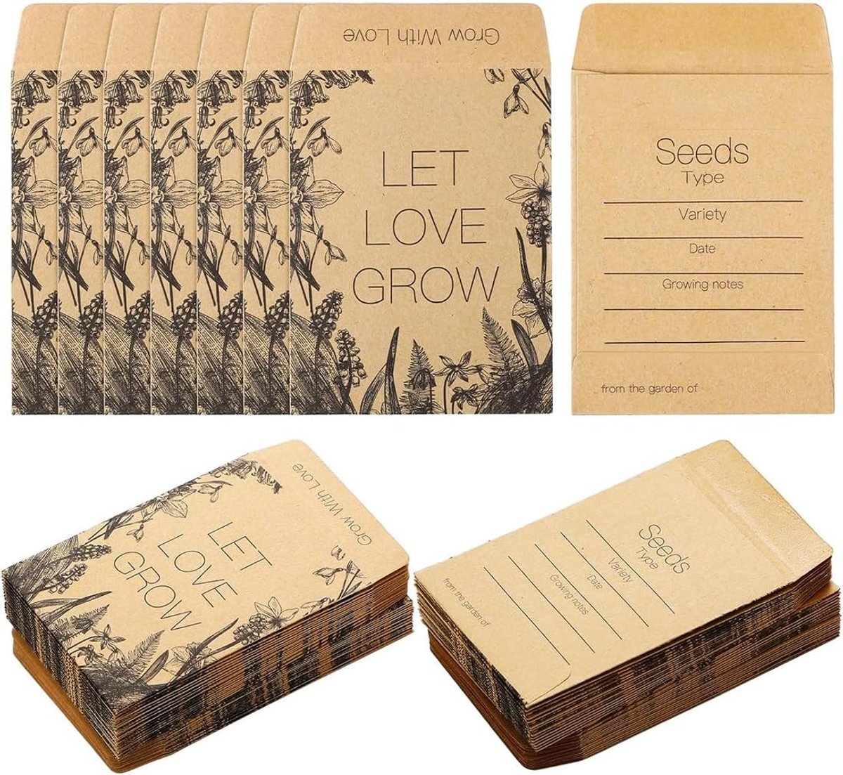 SnelShoppen - Pack van 100 Kraft Papieren Tassen, Zakjes voor Zaadjes, Adventskalender, Kerstdecoratie, Verjaardag, Bruiloft, Doop, Communie