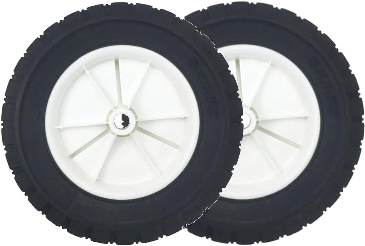SnelShoppen - 2x Ø200mm Vervangwielen voor Grasmaaier, Kar, Luchtcompressor, Rubber Loopwielen, 12.7mm Asdiameter, Duurzaam en Gripvast