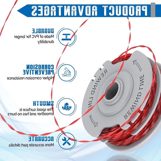 Vervangende Grastrimmer Spoelen - 4 Stuks Dubbele Autofeed Nylon Spoelen voor Grastrimmers, 1.5mm x 11m, Geschikt voor Diverse Modellen — afbeelding 3