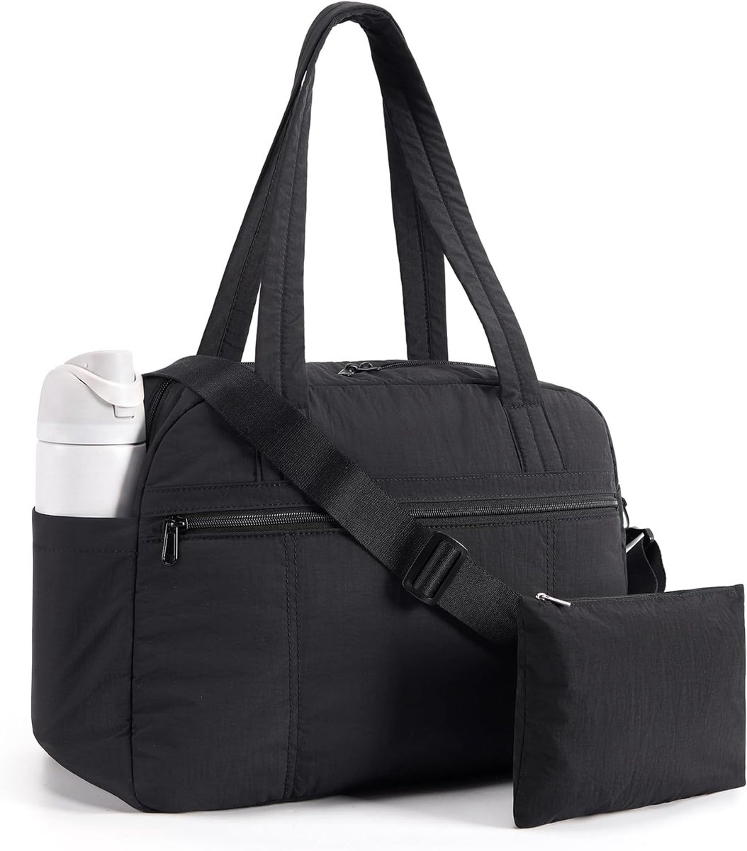 SnelShoppen - Lichtgewicht Reistas Sporttas Zwart Minimalistisch 42x19x30cm Trolley-Aufsteckriemen Waterdicht Verstelbaar Gurt Binnenvakken Reis Duffl