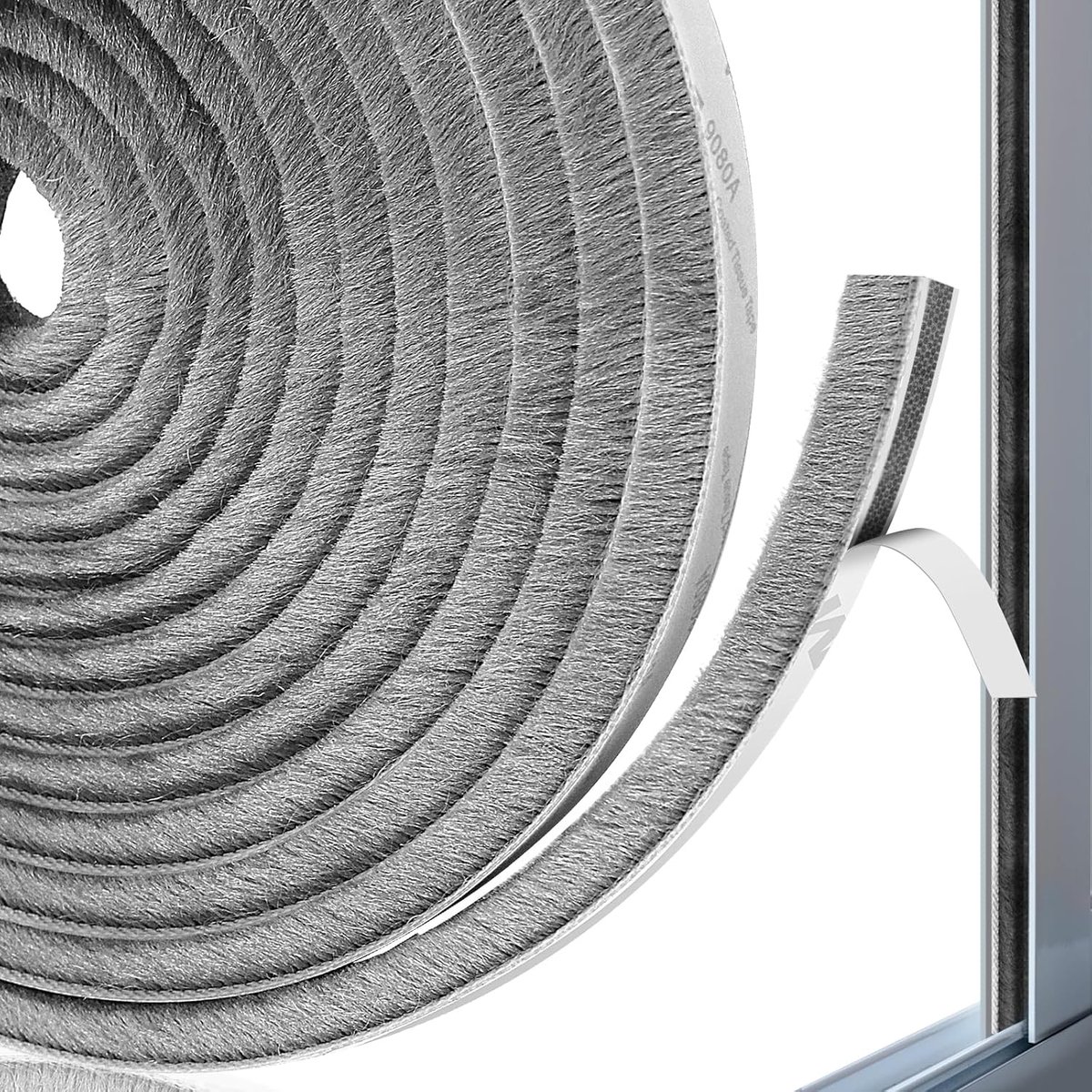 SnelShoppen - Deurtochtstrip, Zelfklevende Tochtstopper Borstelstrip voor Deuren en Ramen, Afdichting, Isolatie- en Geluidswerende Tape, 5 m Lang, Gri