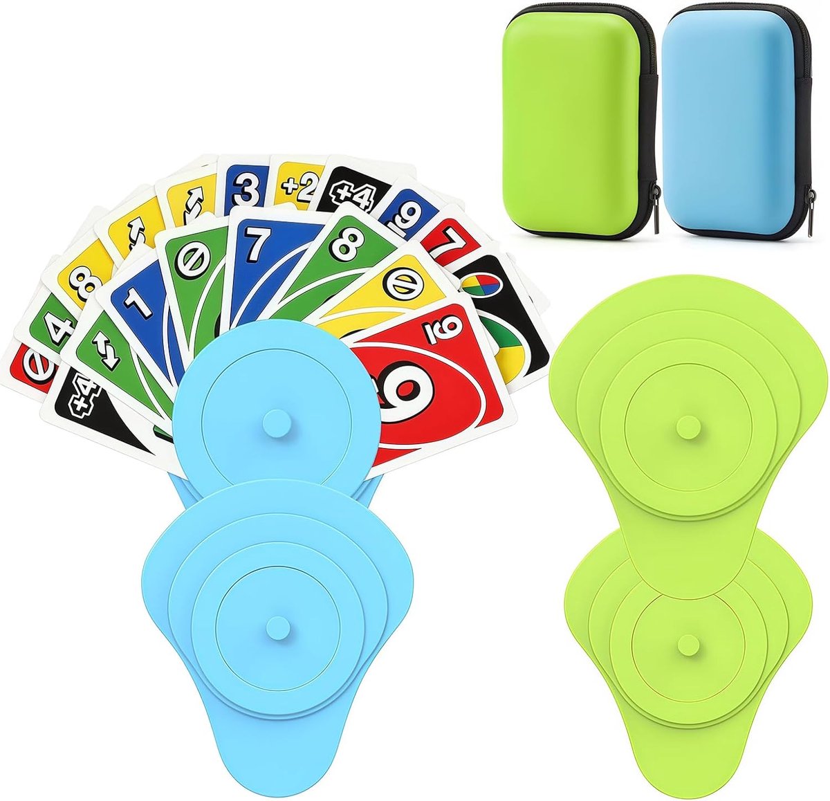 SnelShoppen - Kaartenhouder Kinderen Ergonomisch voor Speelplezier zonder Vermoeidheid, Inclusief 2 Opbergtassen, 6-delige Accessoire Set in Blauw voo