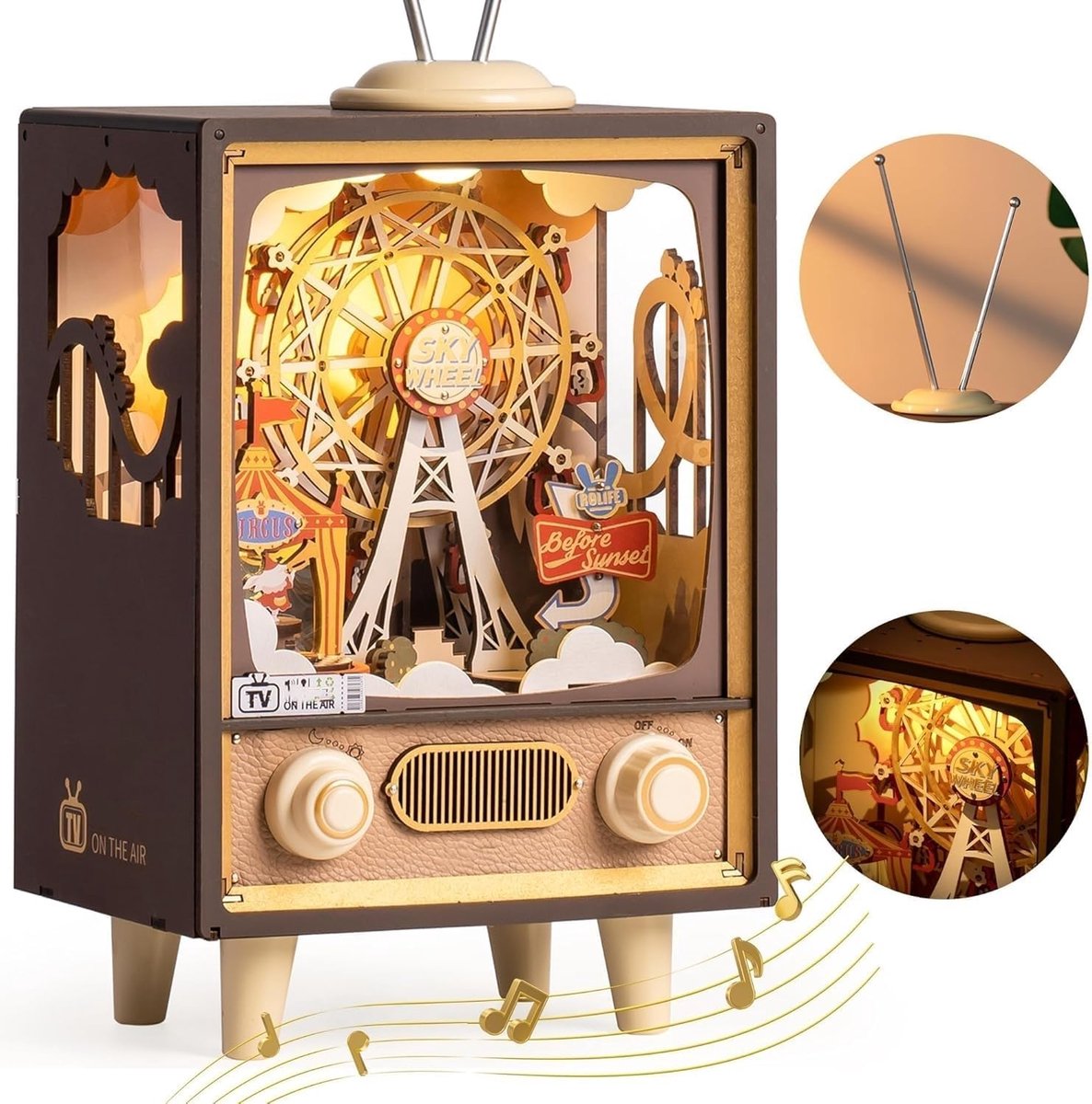 SnelShoppen - 3D Houten Puzzel DIY Modelbouwset, Muziekdoos met Nachtlamp en Achtergrondverlichting, Creatieve Hobbyset voor Volwassenen en Tieners, P