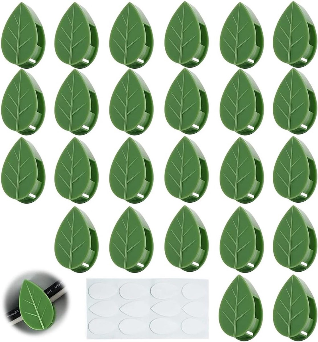 Plantenwandklimclips - 25 stuks onzichtbare rankenclips en haken voor tuinieren en plantenondersteuning in groen
