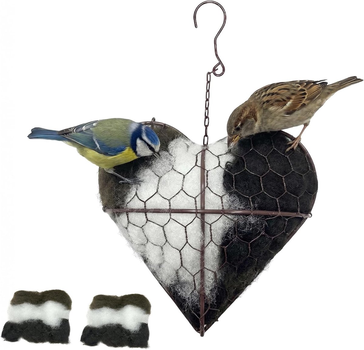 Hartvormige Vogel Nestmateriaalhouder, Herbruikbare Nestbox voor Vogels, Decoratieve Vogelbedekking voor Buitenruimtes, Perfect voor Balkon en Tuin in de Winter