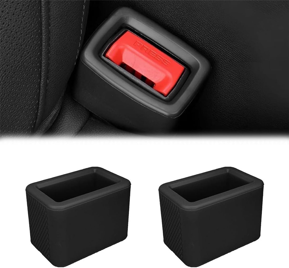 SnelShoppen - Car Seat Belt Holder 2 Stuks - Veiligheidsysteem, Zachte Silicone, Makkelijker Vastmaken, Zwart