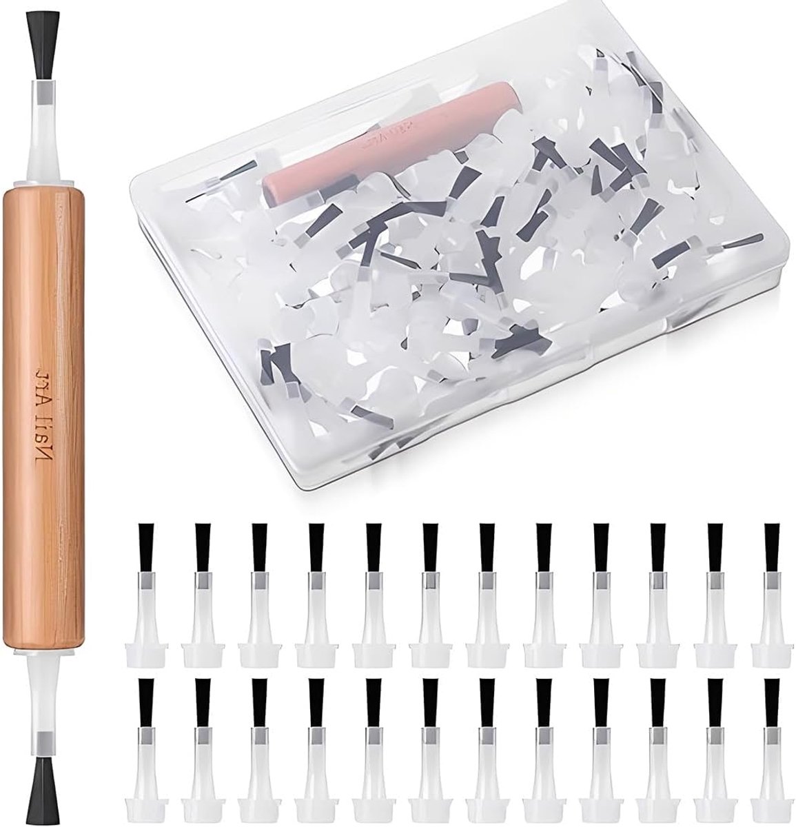 SnelShoppen - 50 stuks reserveborstels voor nagels, dubbelzijdige afneembare kop, professioneel nagelgereedschap voor creatief design, ideaal voor man