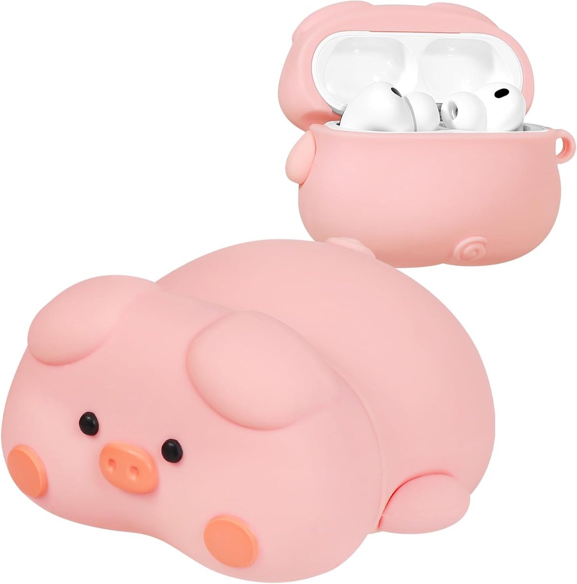 SnelShoppen - Siliconen AirPods Pro 3 Hoes met 3D Kawaii Varken Design, Stootvaste Beschermhoes met Sleutelhanger voor AirPods Pro 3, Schattige Anime-