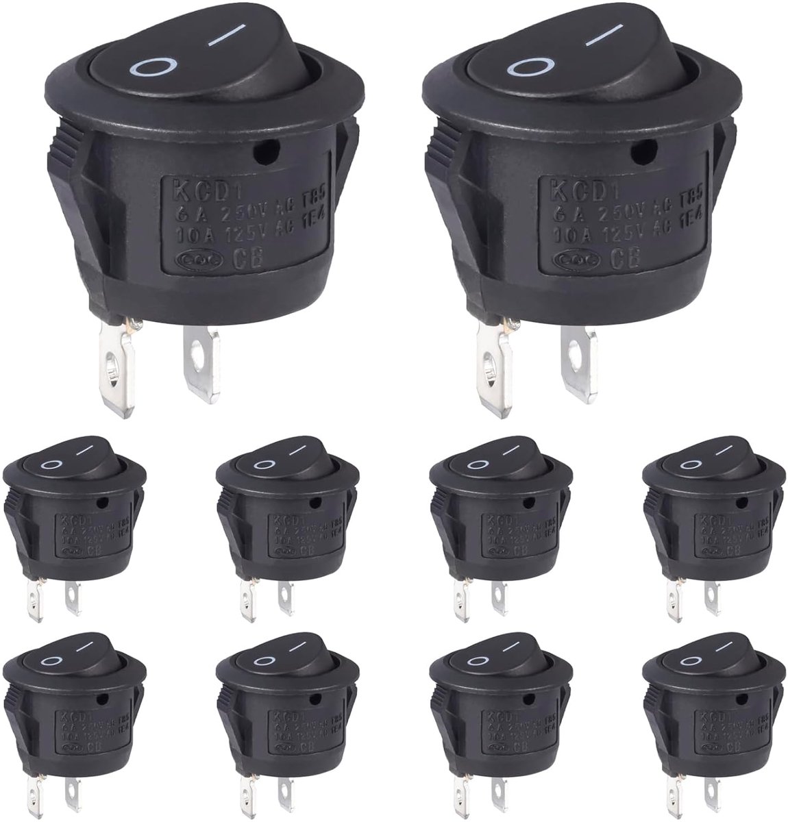 SnelShoppen - Toggle Switch Rond 2-Pin Rocker Switch 6A 250V On/Off Mini Car Switch Zwart Flush-Mounted Voor Auto, Boot, Tuin, Keuken