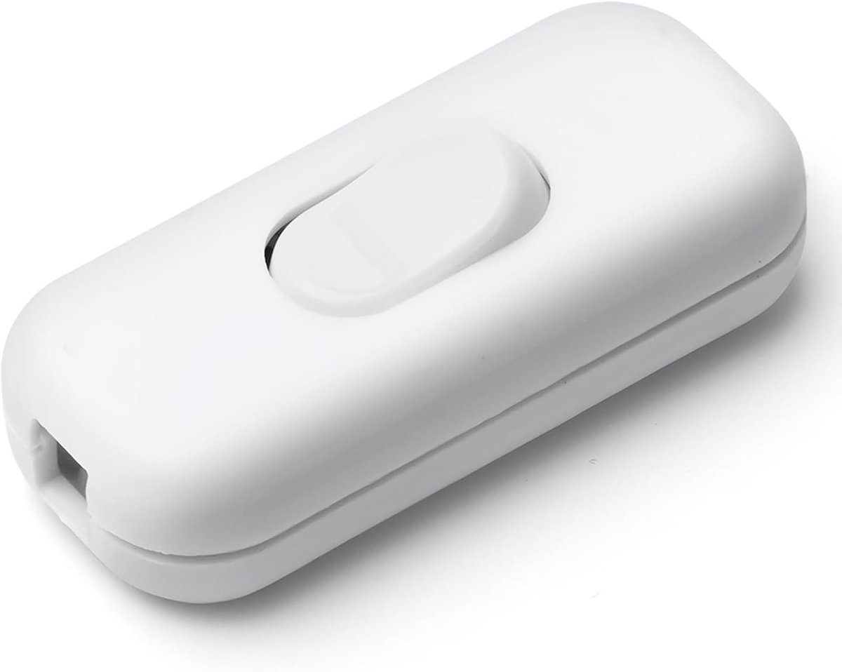 SnelShoppen - Inline Schakelaar 6A voor Ronde en Platte Kabel, 250V Lamp, Verlichting, Kleine Apparaten - Wit, Eenvoudig te Installeren, Veilig en Duu