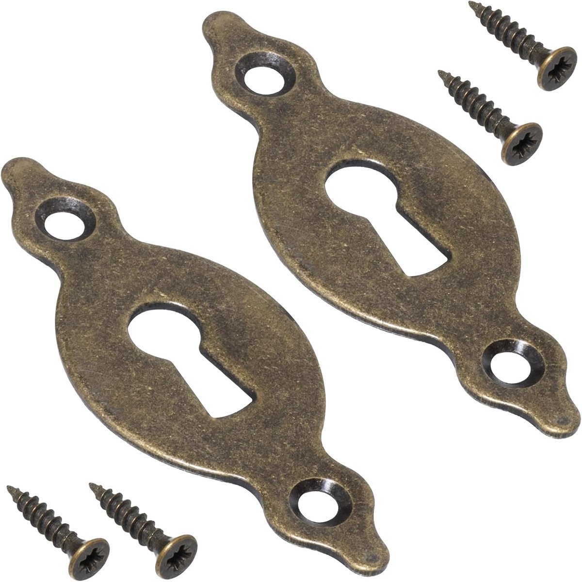 SnelShoppen - 2 Stuks Rosette Platen voor Deurslot - Sleutelgat Cover - Verticaal Monteren - Metaal - Kleur Oud Messing - 67x27x1,5mm