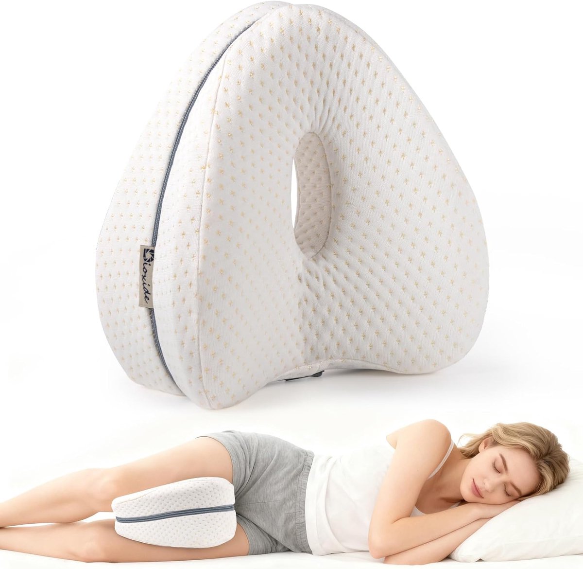 SnelShoppen - Dioxide Zijslaper Kussen, Geheugenfoam Kussen voor Zijslapers, Orthopedisch Been Kussen voor Betere Slaap, Ergonomisch Hartvormig Ontwer