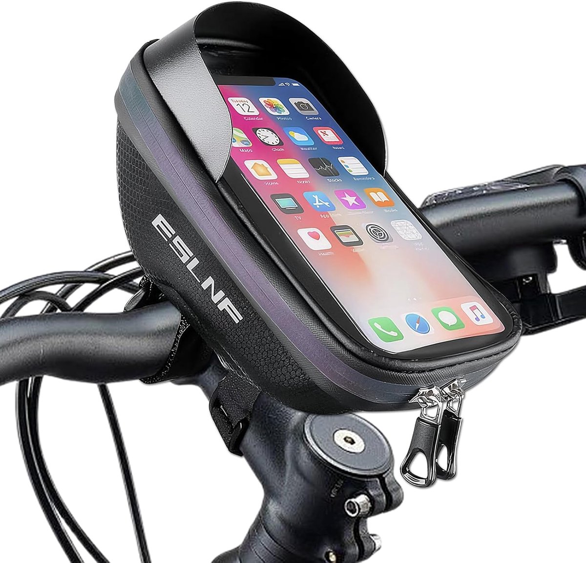 SnelShoppen - Mobiele Telefoonhouder Waterdichte Fietshandvat Tas voor Smartphone 4.7 tot 7 Inch met Regenhoes - EVA Materiaal, Ideaal voor Fietsen en