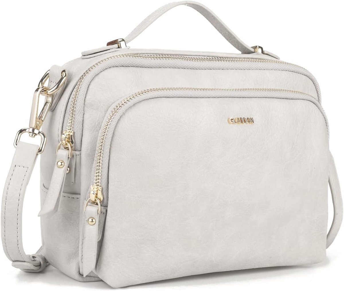 SnelShoppen - Vrouwen Schoudertas Kleine Crossbody Tas met 3 Ruime Compartimenten PU Leder Handtas Mode Tas met Verstelbare Afneembare Schouderband