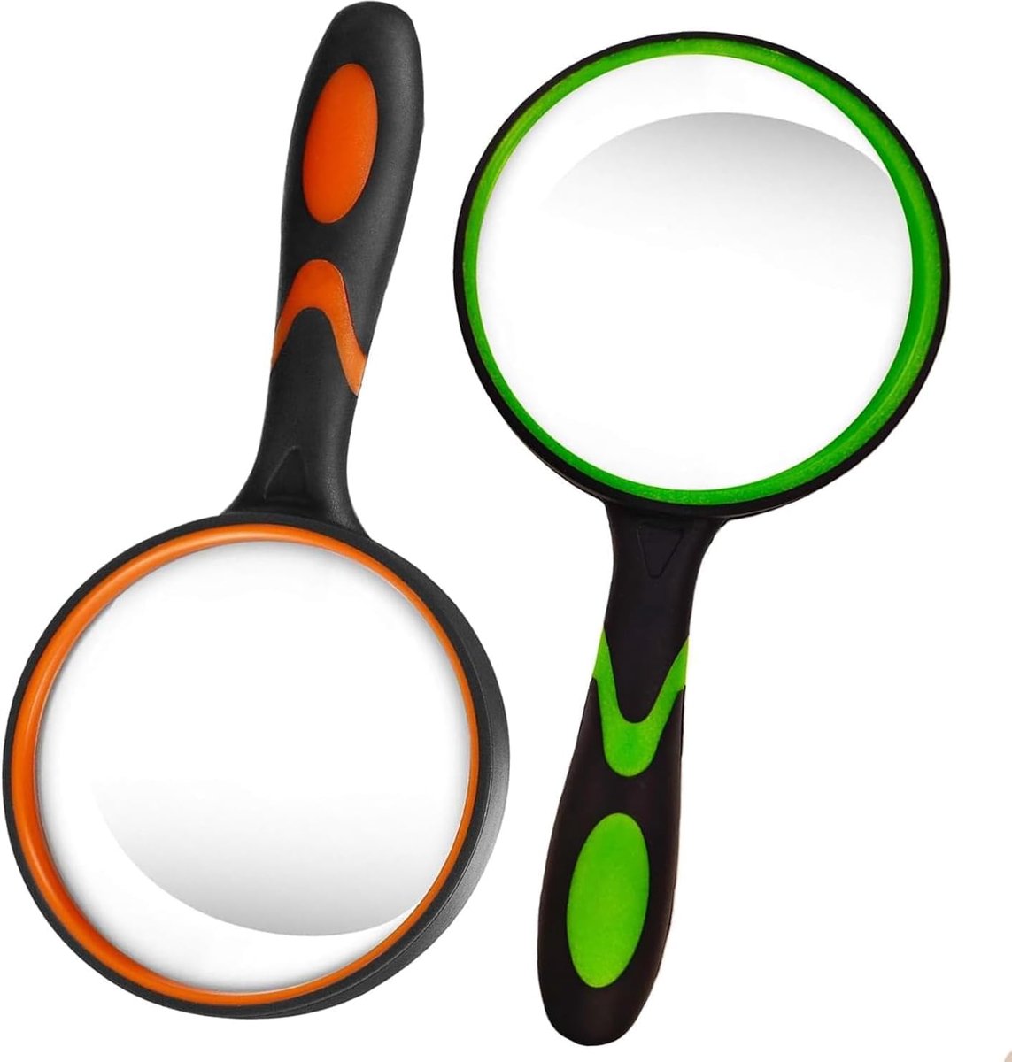 SnelShoppen - 2Pcs Grote Handheld Vergrootglas 75MM 10X voor Kinderen, Onderzoekers en Senioren - Lichtgewicht en Schokbestendig - Geel Groen