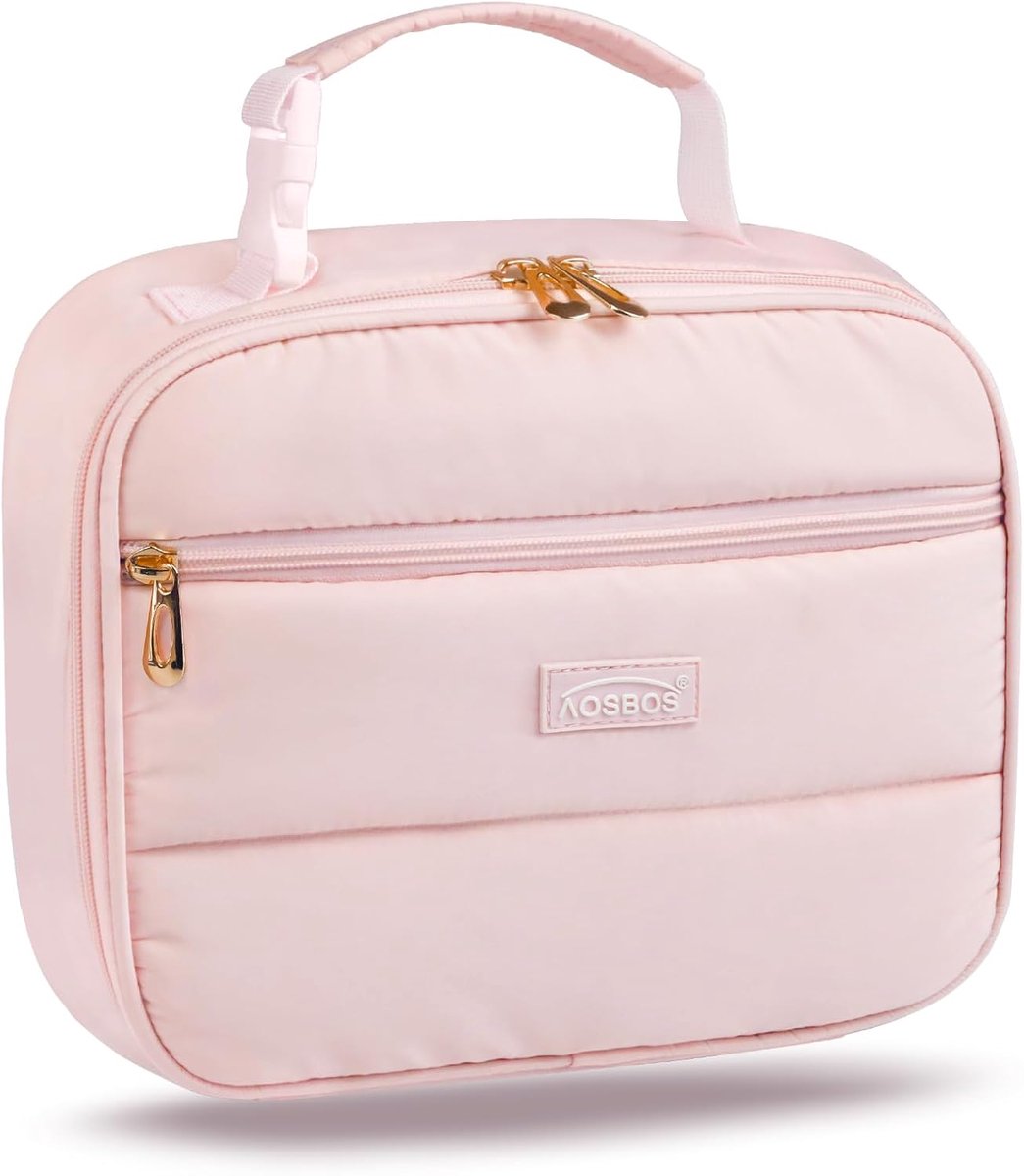 SnelShoppen - Isothermische Lunchtas met Verwijderbare Handgreep, Gequilte Lunchbag in Modern Design voor Dames, Heren en Kinderen - Roze - 5L Capacit