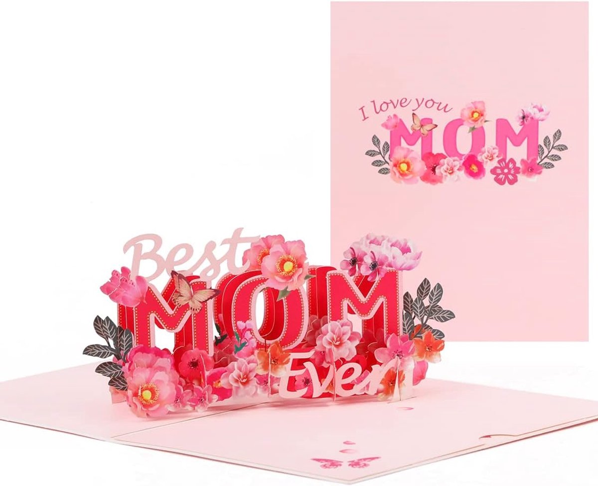 SnelShoppen - 3D Pop Up Moederdag Kaart - Verjaardagskaart voor Mama - Mooie Gegraveerde Papieren Wenskaart - Cadeau voor Moeder's Dag - 300g Papier