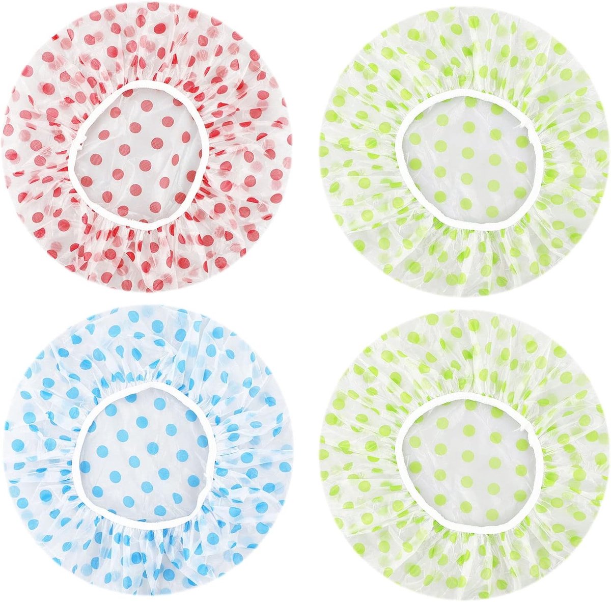 SnelShoppen - Pack van 4 Herbruikbare Doucheslierten voor Dames en Meisjes - Waterdichte EVA Plastic, Elastische Band, 27cm - Groen, Blauw, Roze - Per