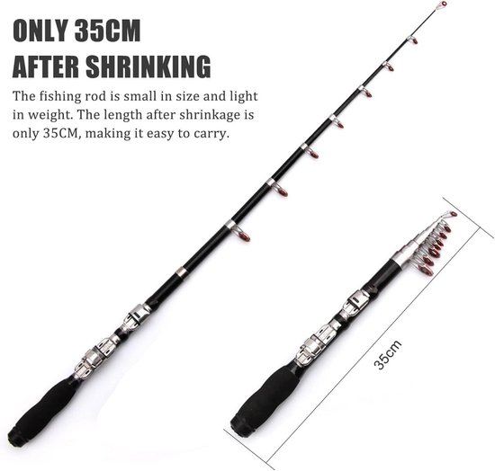 SnelShoppen - Telescopische Hengel - Carbon Mini Hengel met Lange Bereik - Sterk en Licht - Ideaal voor Rivieren, Meren en Oceanen - Eenvoudig mee te van Snelshoppen — afbeelding 5
