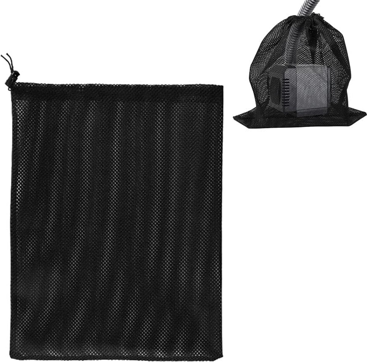 SnelShoppen - Pump Barrier Mesh Bag - Pond Pump Filter Accessoire 41 x 31 cm, Zwart, Hoogwaardig Industrieel Mesh Materiaal, Duurzaam, Voor Vijvers, A