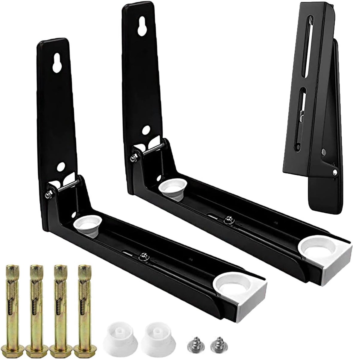 SnelShoppen - 2 stuks muurbeugel voor magnetron, roestvrijstalen magnetronhouders, verstelbaar, duurzaam, zwart, keukenaccessoires