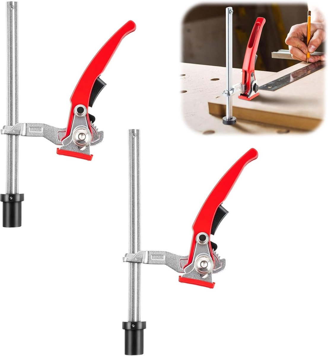 SnelShoppen - 2 Pcs Tension Elements, 20 mm, Multi-Purpose Tafel Klemmen, Verstelbare Snelle Ontgrendel Klem, Aluminium Legering, Werkbank Klemmen voo