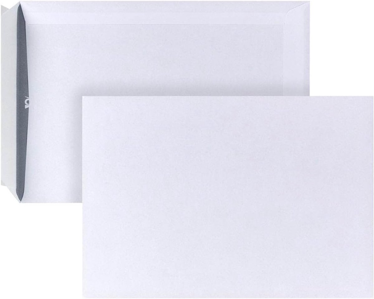 SnelShoppen - Zelfklevende Enveloppen C5 (229x162 mm) Wit, 500 stuks, 90 g/m², Zonder Venster, Inktbescherming voor Verzenden en Opslaan