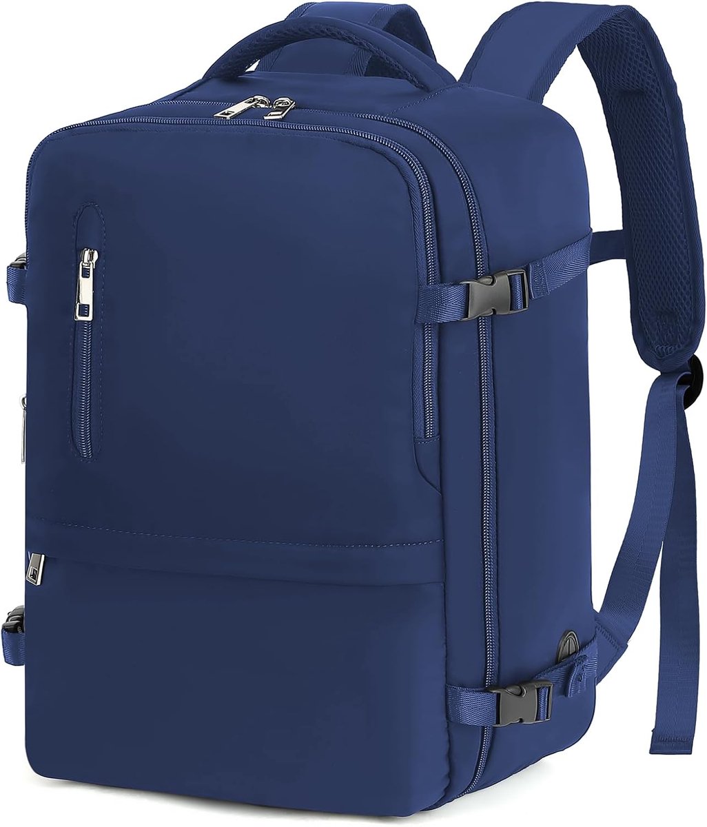 SnelShoppen - Cabin Bag voor Ryanair en Wizz Air, 40x20x25 cm, Kleine Rugzak, Handbagage met Laptopvak, Donkerblauw, Reisbagage voor Vueling, Onderzit