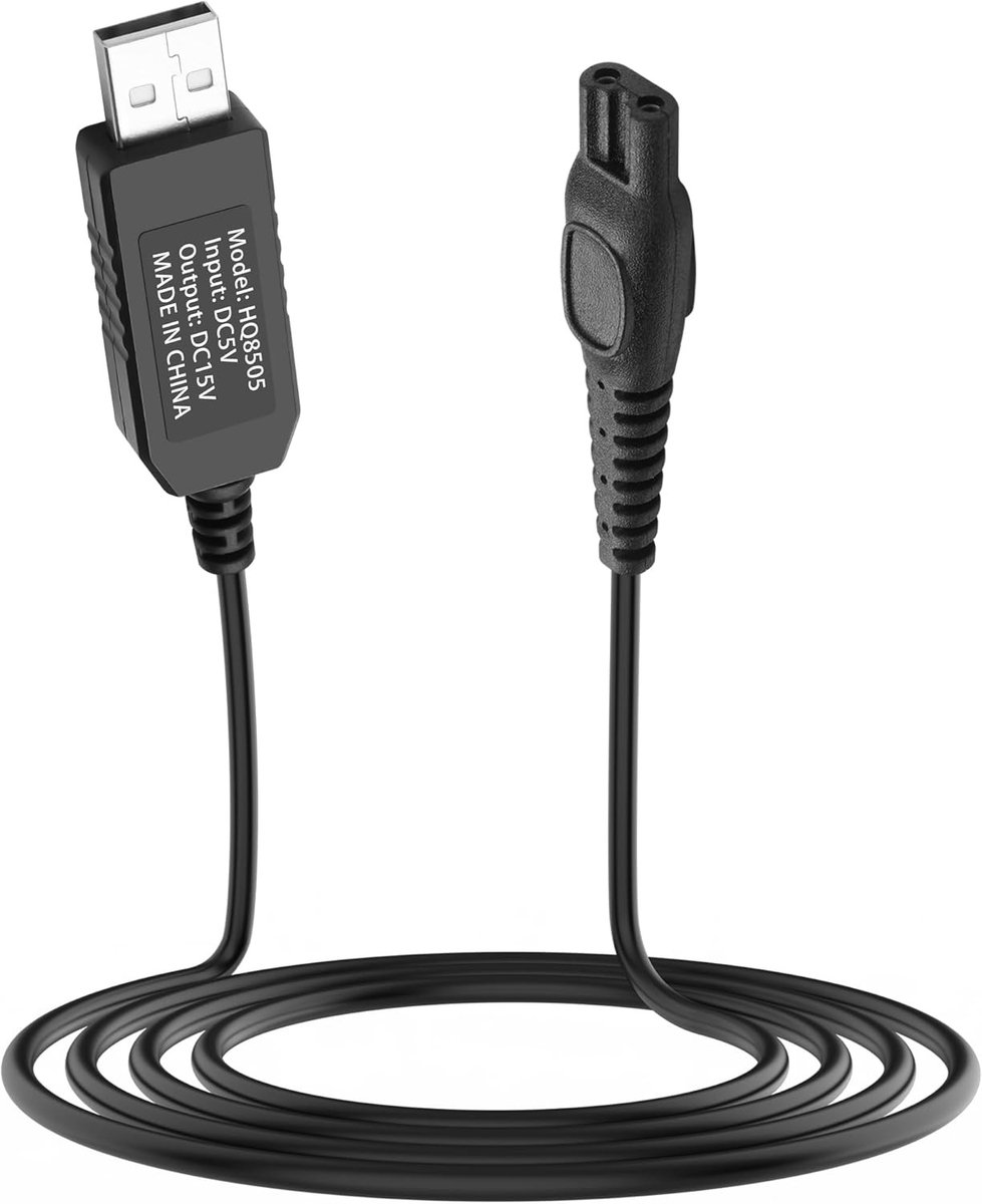 Oplaadkabel voor 15V scheerapparaten, compatibel met Philips One Blade Series 3000 5000 7000 9000, ideaal voor vervanging en gebruiksgemak