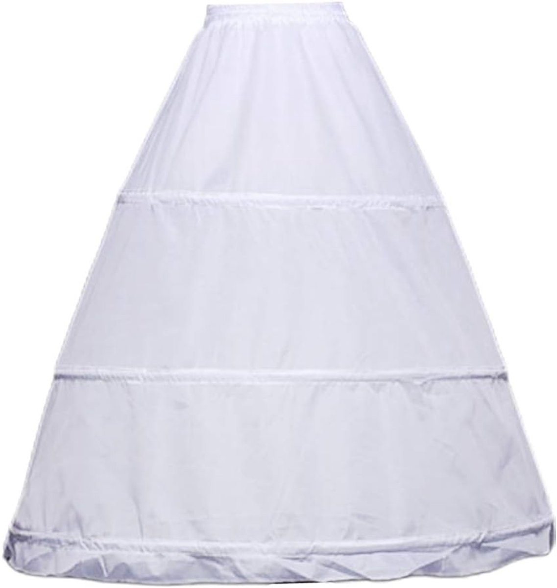 Verstelbare dames petticoat met trekkoord voor trouwjurk, A-lijn, 3 hoepels, wit, 80-85 cm