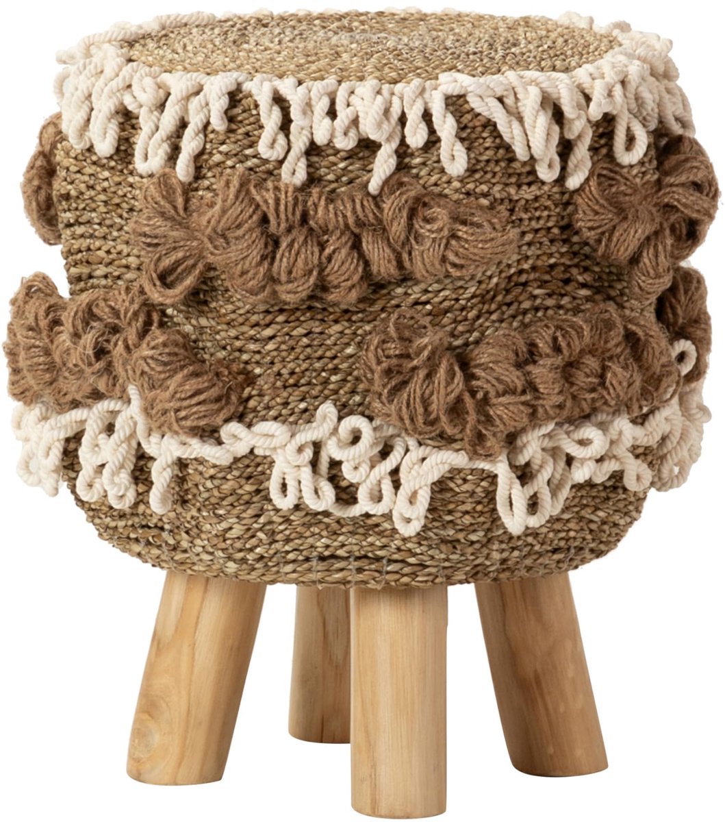 SnelShoppen - Zitzak van Natuurlijke Alg 44x44x45 cm - Comfortabele Relaxstoel voor Kinderen en Volwassenen - Perfect voor Tuin, Camping en Feestjes