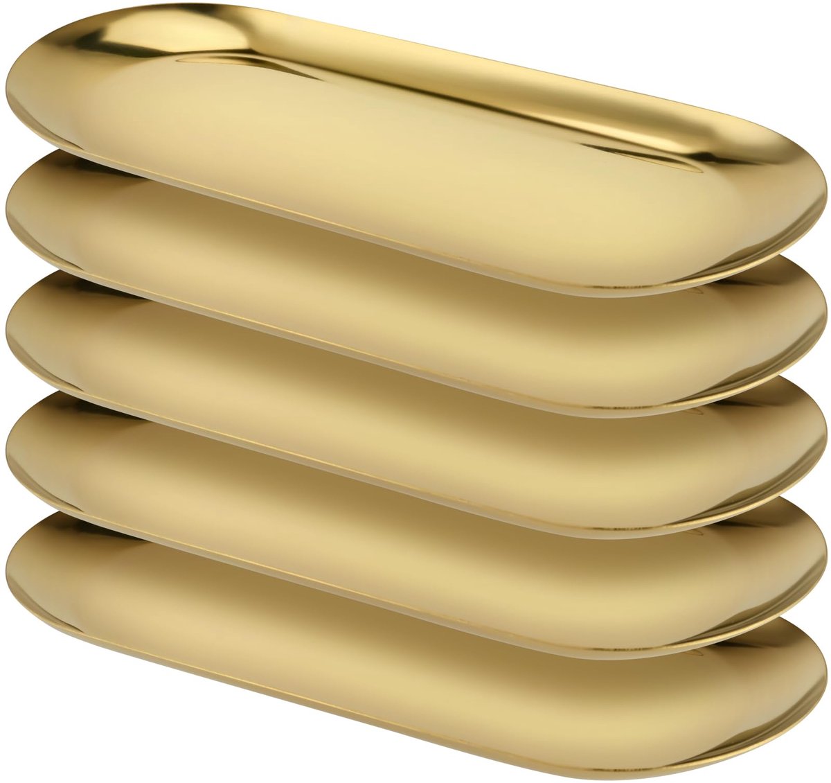SnelShoppen - Gouden ovale spiegellade - Roestvrijstalen make-upbak voor make-up, sieraden en kleine items organiseren - 23 x 9 cm - Perfect voor badk