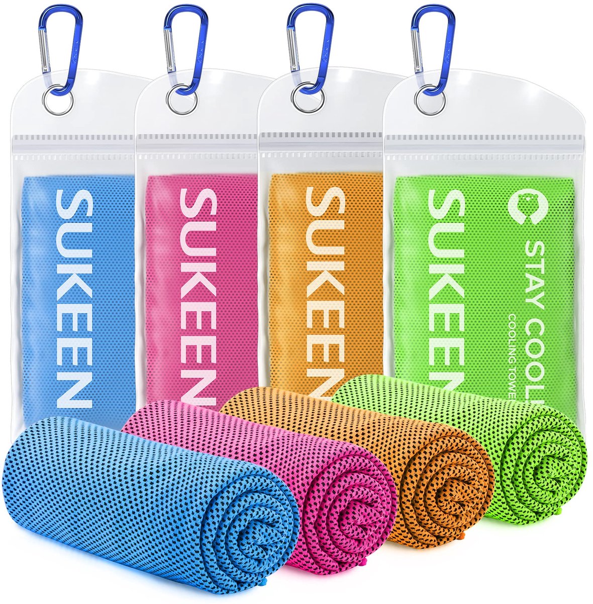 SnelShoppen - Koelhanddoek 40"x12" - 4-pack IJsnekkraag Sjaal - Zachte Ademende Microfiber Koelhanddoeken voor Sport, Yoga, Golf, Gym, Outdoor Activit