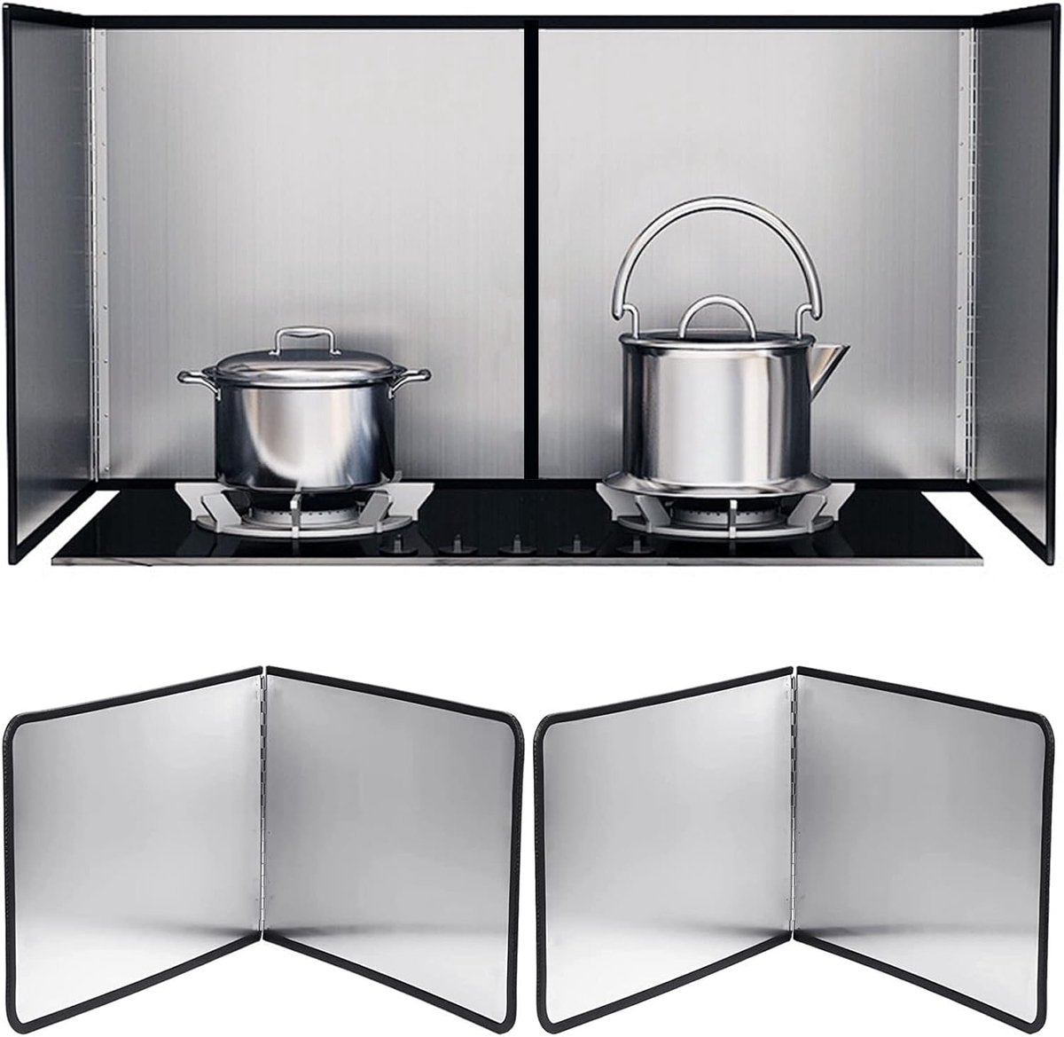 SnelShoppen - Vouwbare Keuken Splash Guard 30x40 cm - Anti-Spat Schild met Non-Stick Coating - RVS Backsplash Bescherming - Ideaal voor Koken en Bakke