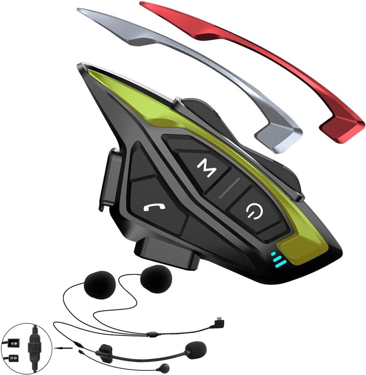 Motorhelm Communicatie - Intercom Systeem - Groepsgesprekken Rijden - 1500 Meter Bereik - 8 Rijders - Zwart