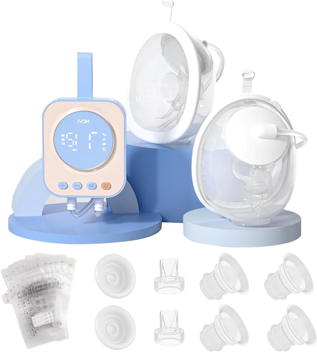 Elektrische Borstkolf Handsfree Pomp Efficiënt Kolven Stille Werking 9 Niveaus Blauw