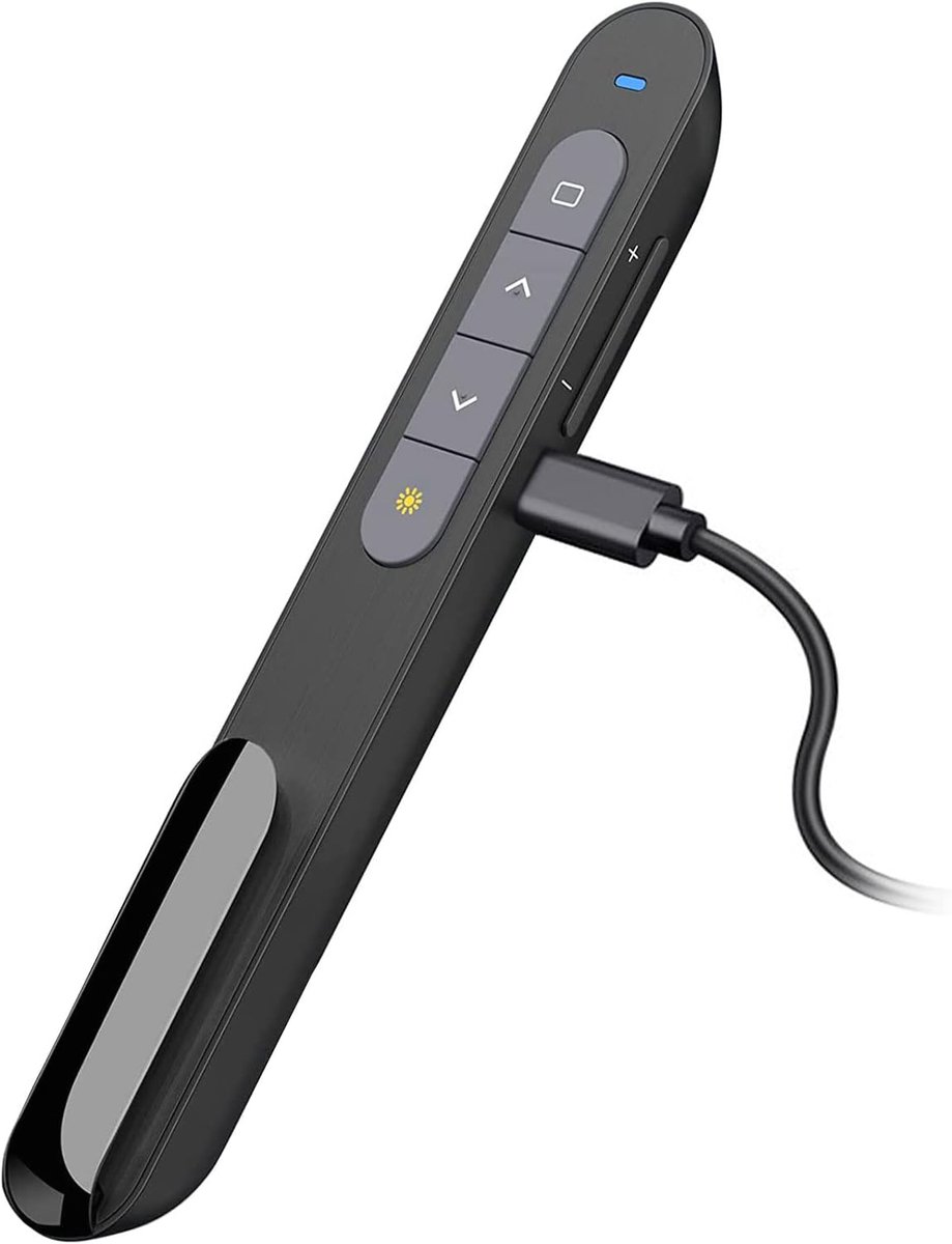 SnelShoppen - Oplaadbare Presentatie Clicker voor PowerPoint, Draadloze Presenter met Volume Controle, Hyperlink en Pagina Omkering, 2.4GHz PPT Slide