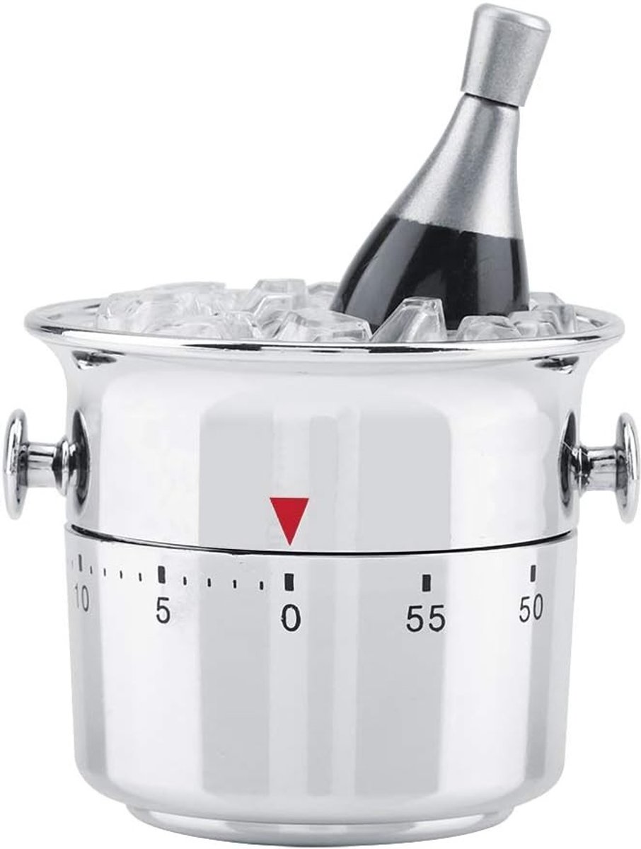 Keukenwekker in emmervorm, roestvrijstalen mechanische timer voor bakken en koken, 60 minuten opwindtimer voor dagelijks gebruik